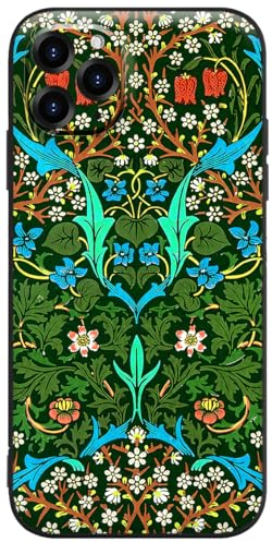 Berkin Arts Compatible with iPhone 11 Pro Case Silicone Cover with Screen Protector Decorative Art Nouveau Pattern (Blackthorn by William Morris)