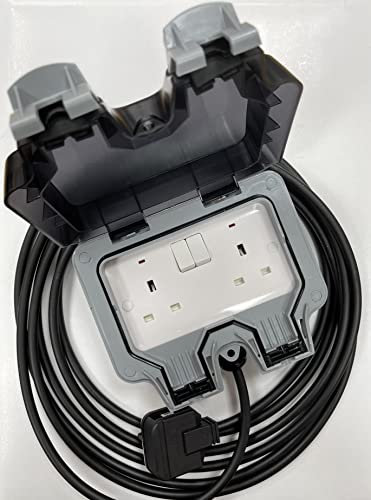 Lightologist 2G 2 Gang IP66 Weatherproof Outdoor Extension Lead Waterproof Double Socket 20mtr