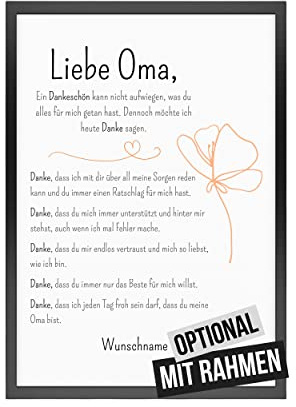 Personalisiertes Bild Danke als Geschenk für Oma, süße kreative Geschenkidee für Großmutter (Danke #3, Oma)