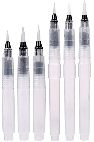 Pinceaux Aquarelle à Reserve d'eau Rechargeables,Pinceau à Eau avec réservoir,Set de pinceaux à Eau Professionnels,Stylos Pinceau à Eau,Pinceaux pour Réservoir d'eau,pour l'aquarelle,6 pcs