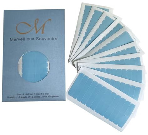 Lot de 120 Bande adhésive d'Extension de Cheveux , Ruban Adhésif double face pour le Remplacement de Trame de Cheveux ( Bleu ) (Bleu)