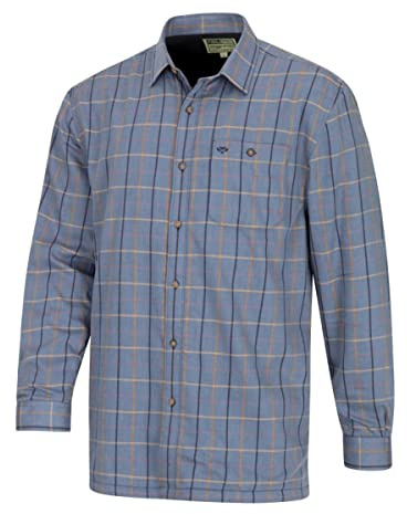 Hoggs of Fife Blackthorn Micro-Fleece Lined Shirt - Sky Blue Check Medium Blue