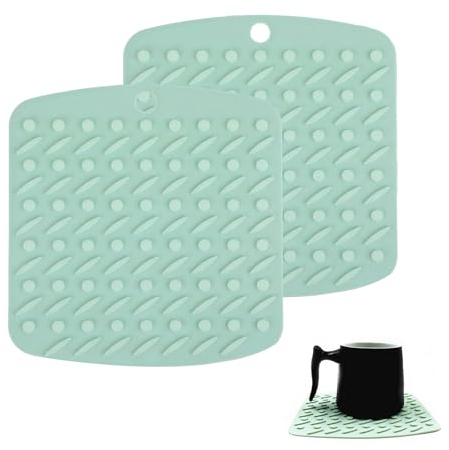 Silicone Mats Non Slip Heat Proof Mats Extra Thick Silicone Trivet Heat resistant Mats for Hot Pots and Pans, Pack of 2