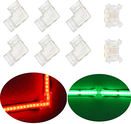 12 Stück COB RGB LED Streifen Verbinder Ecke,LED Eckverbinder,L Form LED Strip Schnellverbinder Verbinder,10mm 4 Polig, RGB Stripe Eckverbinder