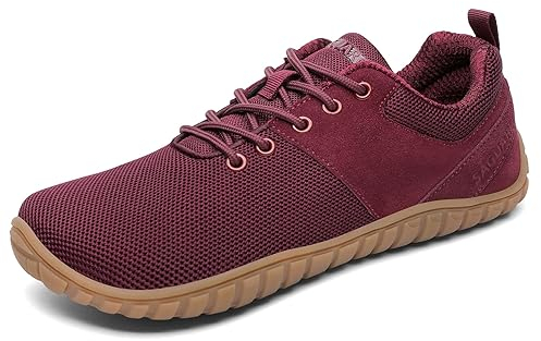 SAGUARO Chaussure Minimaliste Wish Ⅰ- Knit Chaussures Barefoot Outdoor - Baskets et Chaussures de Sport Légère - Chaussures de Running Femme - Chaussures Gym Course Marche Fitness Rouge,GR.42