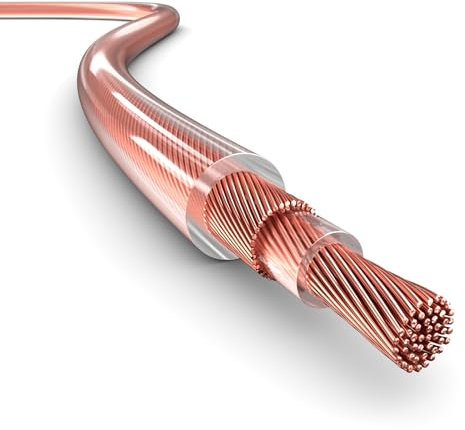 PAXO 20m Koaxial-Lautsprecherkabel, 2 x 1,5mm², OFC/reines Kupfer, flexibles, kompaktes Hifi-Boxenkabel mit 5,5mm Durchmesser, transparent