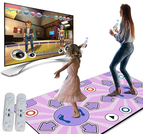 LIULIUDA Dance Mat for Adults & Kids, Electronic Musical Double Dance Pads with Wireless Controller, English Manual, Non-slip Wireless Dance Step Pad Game for TV,Dance Yoga Mat Gift for Girls Boys