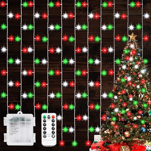 Weihnachtsdeko Lichtervorhang Innen,300 LED 3x3M Lichterkette Innen,8 Modi LED Lichterkette für Weihnachten,Hochzeit,Party Deko