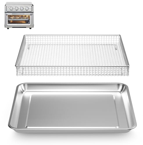 Stainless Steel Baking Tray Pan and Air Fryer Basket Compatible with Cuisinart Airfryer TOA-060 and TOA-065,for Convection Toaster Oven (with Cuisinart Airfryer TOA-060 and TOA-065)