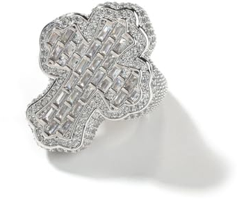 ZqlDDayUP 18k Gold plattiert Herrenmode Ringe Iced Out CZ simulierten Diamant religiösen Kreuz Ring, Hip Hop Kreuz Ring Pinky Ring für Männer Frauen