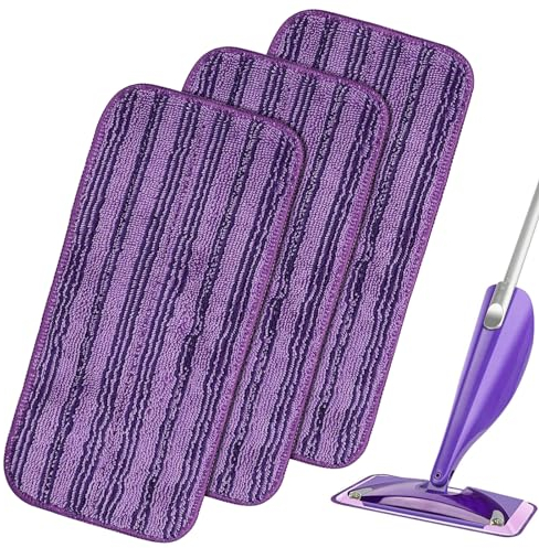 3PCS Lingettes Reutilisable pour Swiffer WetJet Wood, Serpillières en Microfibre Remplacement, Chiffon Rechange pour Swiffer Wet Jet Balai Spray, Tampons de Vadrouille en Microfibre Lavable-Voilet