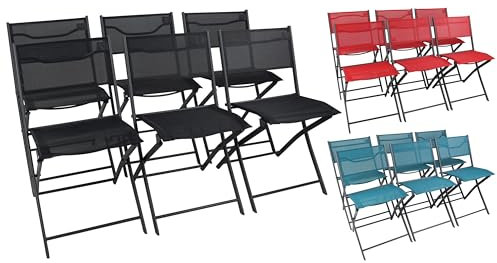 VCM 6er Set Gartenstuhl | Balkonstuhl klappbar | Maße ca. H. 79 x B. 45 x T. 46 cm | Campingstuhl | Gartenmöbel - Sumila