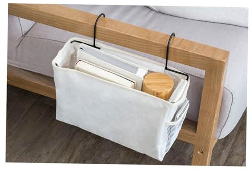 PRETYZOOM 1pc Hanging Bunk Organizer Large Capacity Storage Bag Hanging Books Holder Booster Seat Dining Chair Storage Bags Bedside Storage Bag White Bed Rail Double Layer