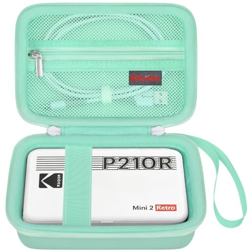Elonbo Hard Case for Kodak Mini Shot 2 Retro P210/ Kodak Mini 2 Retro 4PASS Portable Instant Photo Printer, Digital Instant Print Camera Travel Bag, Mesh Pocket Fits Printing Paper and Cable, Green