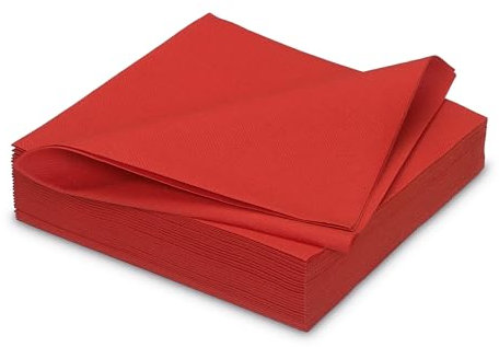 AVA Servietten stoffähnlich 40x40cm 25 Stück - Farbauswahl - Airlaid saugstark - Einweg Tischservietten zum Falten - Einfarbige Papierservietten für Hochzeit Geburtstag Gastronomie - Rot