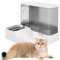 Distributeur Croquettes Chat, Abreuvoir et alimentateur Automatique pour Chats, Chiens, Mangeoirs et Abreuvoirs, Distributeur d'eau et Distributeur Automatique pour Animaux (Gris)