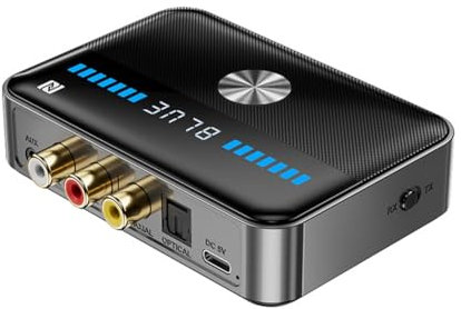 Pojedehy Bluetooth 5.3 Receiver Transmitter 3.5mm Aux Coaxial Optical Digital to Analog Audio Adapter Black Plastic HiFi NFC Converter