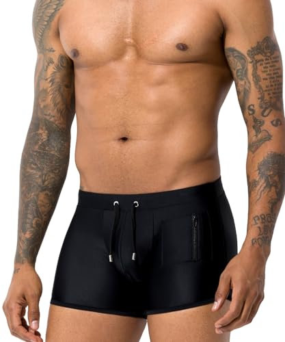 Casey Kevin Maillot de Bain Homme Boxer Short de Bain avec Cordon de Serrage Réglable et Poche Zippée, Pantalon Court Homme Piscine Séchage Rapide Caleçon de Bain Sports Plage Swimming