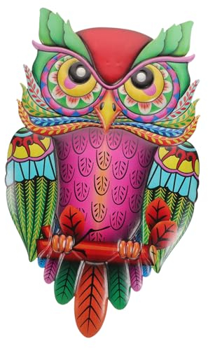 TINEASUR Bunte Eulen-wanddekoration Aus Metall Einzigartige Eulen-skulptur Für Wohnzimmer Garten Und Balkon Attraktive Wandkunst Für Innen Und Außenbereiche Farbenfrohe Eisen-deko Für