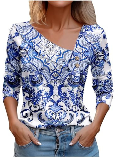 Linen Shirt Women Women's Long Sleeve Polo Shirts Moisture Wicking Casual Sports Work Golf Tops Promotions Blue