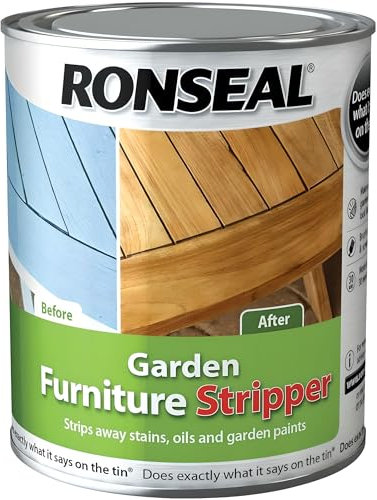 AMK® Ronseal Garden Furniture Stripper 750ml Clear Strips Away Stains Oils and Paints in 30 Minutes Single Coating