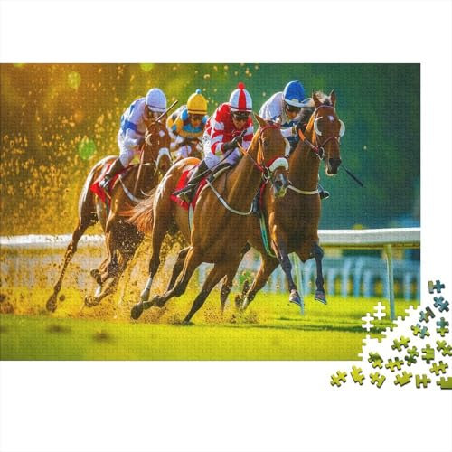 lihuogongsio Horse Racing Jigsaw Puzzles 1000 Pieces Equestrian DIY Puzzle Toys Relax Puzzles Games Home Decoration Impossible Puzzles Games Gift Multi Colour 1000pcs (75x50cm)