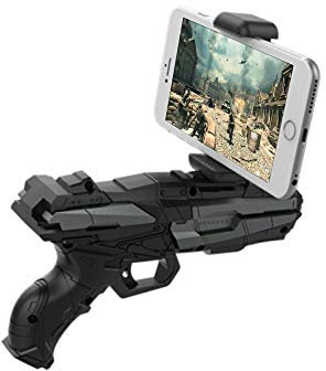 AR-Gun, Handy-Blaster mit Bluetooth, 3D Augmented-Reality Shooter-Controller für Android & iOS Smartphone, Spielzeug für Kinder & Erwachsene, Multiplayer Gaming-Gadget, Laser Zielscheibe Outdoor