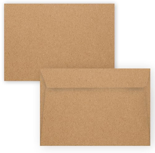 Briefumschlag C6 Haftklebend Selbstklebende 25-50 Stück Briefumschläge Kuvert Briefkuvert in Kraftpapier Optik Vintage 80 g/m² 114 x 162 mm Hochzeit Geburtstag Grußkarten Einladung Danksagung (50)