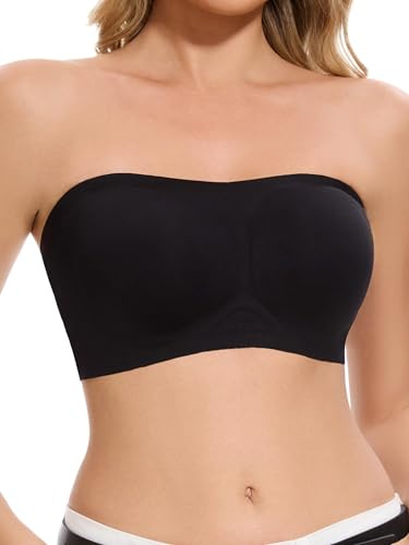 HBselect Reggiseno Senza Spalline a Fascia Imbottito, Bralette Donna Senza Ferretto Senza Cuciture Elasticizzato Bandeau Top Brassiere Donna con Rrimovibile Tracolla Regolabile
