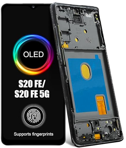 OLED Écran LCD pour Samsung Galaxy S20 Fe/Galaxy S20 Fe 5G 6,5 LCD Écran Tactile Digitazer Assemblée Remplacement (Noir avec Cadre,avec Reconnaissance des Empreintes digitales)