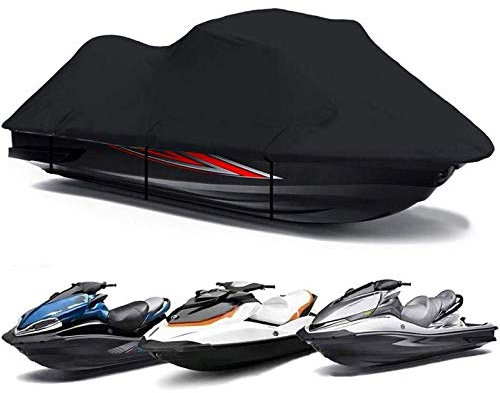 Gycdwjh Jetski Abdeckung wasserdichte, 600D Oxford-Stoff Jetski Abdeckplane mit Belüftungsöffnungen geeignet für Motorbootlänge 96-145,Fits 126~135(3 Seater)