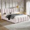 MOTIVENA Grand Bubble Bett 140x200, Polsterbett 140x200 Boucle, mit Bettkasten, mit Stauraum, mit Lattenrost, mit Kopfteil, ohne Matratze, Rosa