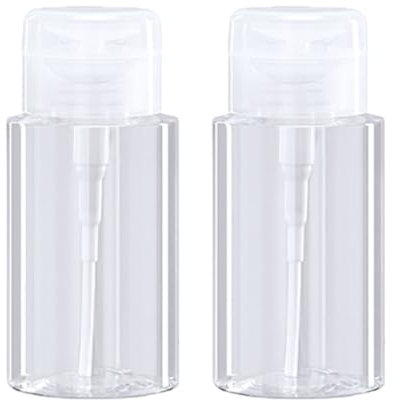 2Pcs 200ml Nail Polish Remover Pump Bottle Clear Push Down Pump Bottles Transparent Liquid Bottle Container for Removing Nail Polish or Make-Up