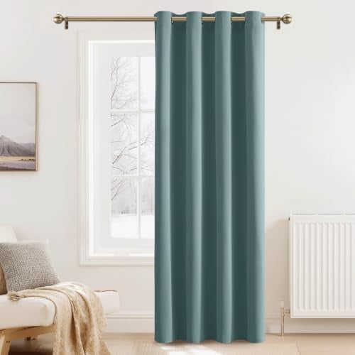 PONY DANCE Blickdichter Vorhang mit Ösen Türvorhang Hitzeschutz | Verdunkelungsvorhang, 1er Set H240 x B140 cm, Arktisches Blau, für Schlafzimmer, Wohnzimmer, Sichtschutz, UV-Schutz