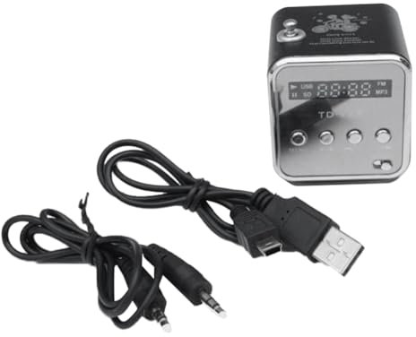 Fuhjythy TD-V26 Digital Portable Mini Fm Radio Receiver LED Loudspeaker Wireless Speaker MP3 Support SD/TF Card Black