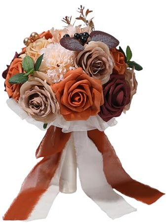 SELVFZ Mazzi di fiori artificiali bouquet da sposa per tavolo di nozze centrotavola cerimonia anniversario fotografia bouquet damigella d'onore matrimonio autunno