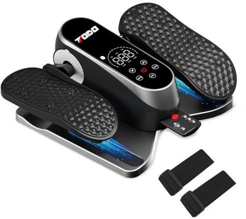 TODO Mini Elektrischer Ellipsentrainer, Crosstrainer für Zuhause mit 12 Geschwindigkeiten & 2 Modi, Untertisch Pedaltrainer für Senioren mit Fußband, Fernbedienung und Display, Beintrainer im Sitzen