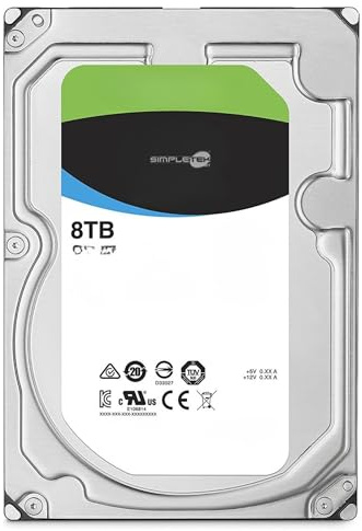 SIMPLETEK - 3.5″ internal hard drive 8 TB | SATA III 6Gbps - 256 MB Cache - 7200 RPM | For 24/7 video surveillance (Refurbished)