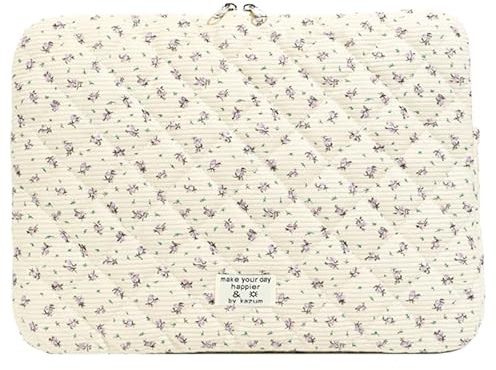 TIAASTAP Blümchen Laptop Sleeve, Weiches Cord Laptop Hülle für 11/13/15 Zoll MacBook Air, iPad, Laptops, Stylisches iPad Tasche Case für Damen