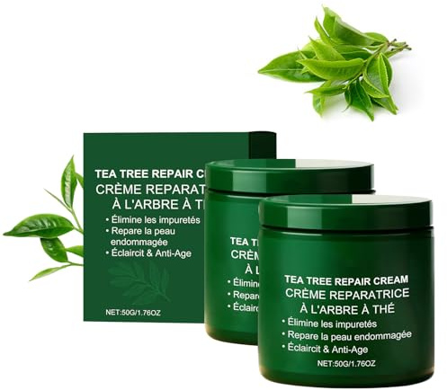 Tea Tree Healing Cream - Professional Tea Tree Oil Skin Repair Cream, Organic Tea Tree Oil Cream, Natural Skin Care Against Impurities, Soothing and Moisturising Cream for All Skin Types (2 Pieces)
