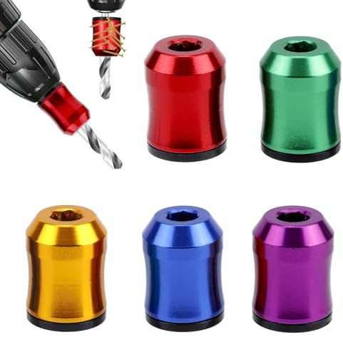 5pcs Magnetic Screw Rings, 5 Colors Universal Screwdriver Head Magnetic Ring with Anti-Slip Design for Drill Bits Power Tools Home Repair Mechanical Work Woodworking