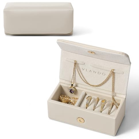 VLANDO Small Jewellery Box, Travel Jewellery Box for Women,Gifts for Women | for Hoop Earrings Rings Bracelets Necklaces,suitable for travel & daily use,Faux Leather, lightweight & portable