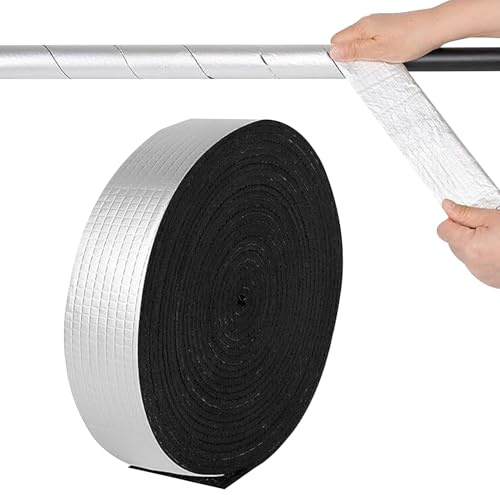 Density Pipe Insulation - Reflective Foam Sealing Wrap , Cold Weather Door Window Cover, Air Conditioner Summer Wrap | Outdoor Faucet Winterizing, Garage Workshop Pipe Protection, Water Heater Line