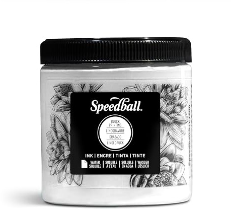 Speedball 3803 Water Soluble Block Printing Ink – Bold Color With Satin Finish AP Non-toxic 8 Fl. Oz., White