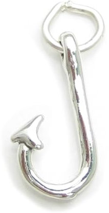 Fish Hook sterling silver charm .925 x 1 Fisherman Fishing Hooks charms