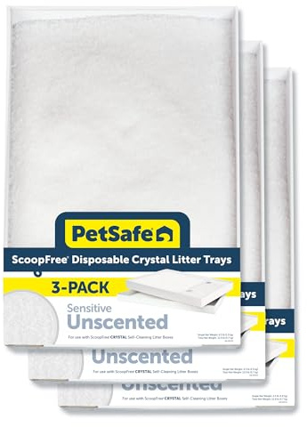 PetSafe ScoopFree Crystal Cat Litter Tray Refills (3-Pack), Compatible with ScoopFree Crystal Litter Boxes, Rapid Odor Elimination, Leak Protection, Fragrance-Free