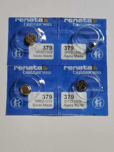 Renata 379 SR521SW Lot de 4 piles à oxyde d'argent pour montre 1,55 V