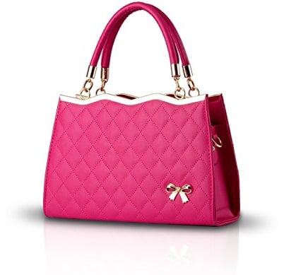 Nicole&Doris New Women/Ladies Handbag Shoulder Crossbody Bag Soft Surface PU Leather Diamond Lattice Rose