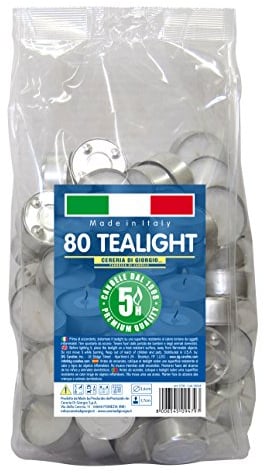 Cereria di Giorgio Risthò Tealight con Cup, Cera, Bianco, 3.6x3.6x1.7 cm, 80 unità