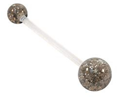 Glitzer Bauchnabelstab für Schwangerschaft und Mutterschaft aus Bioflex/Kunststoff, Flexibles PTFE-Körperpiercing, Schmuckstäbe/Ringe (Schwarz)